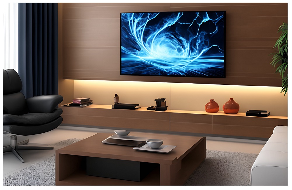 Led-nauha kaluisteissa TV huoneessa - LedStore Led-ribbon på barerna i TV-rummet