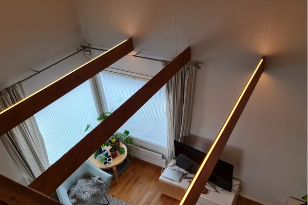 Indirekt belysning för vardagsrum, installation av led-lampor