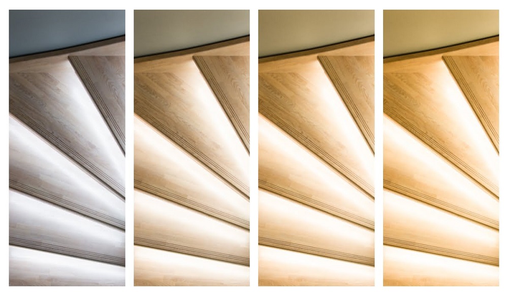 Relander-portaat-CCT-neljän-kollaasi - LedStore rätt typ av trappbelysning - Trappbelysning med olika nyanser av ljus