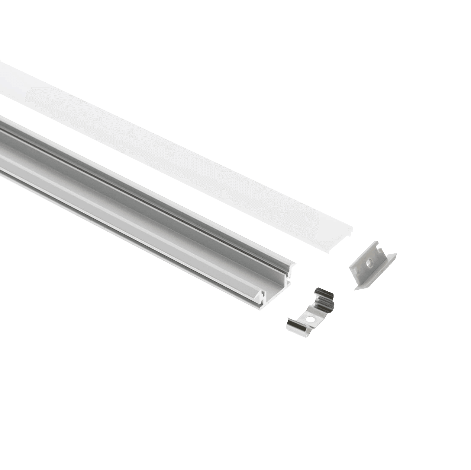 alumiiniprofiili-led-nauhalle-2500x8x28mm-upotettava-kapea-harjattu-alumiini-ip65-5c4 - LedStore Alumiininen LED-valonauhakanava himmeällä diffuusorilla ja kiinnitysklipsillä, suunniteltu optimaaliseen LED-suojaukseen ja tehostettuun valonhajauttamiseen.