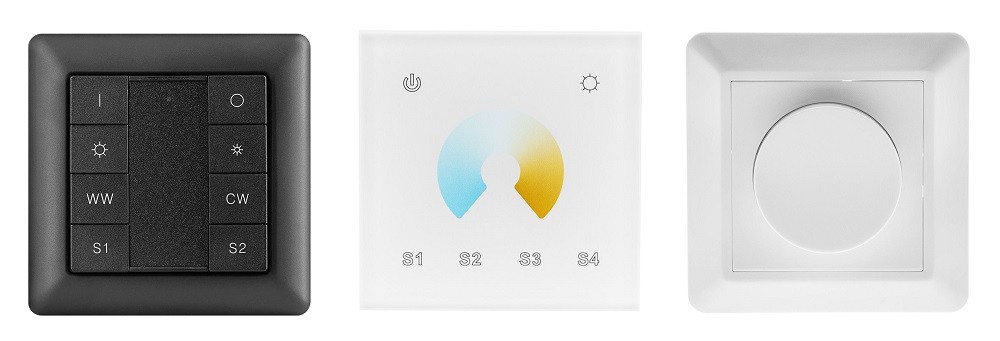 Led himmennin tyyppejä on erilaisia. Vasemmalta:Zigbee, PWM, TRIAC