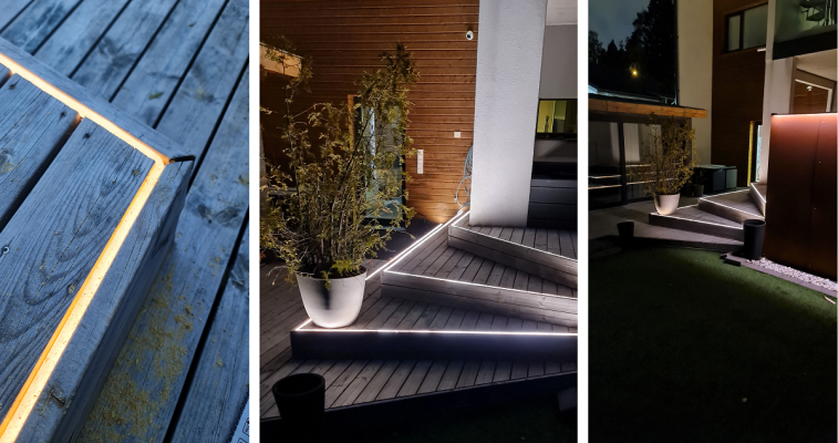 Ledband för terrass, installation av NEON-band
