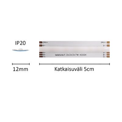 1 cm LED strip SOLO KAMELEONTTI, RGB+W, 24V, 16W/m, IP20, CRI96 1 cm LED strip SOLO KAMELEONTTI, RGB+W, 24V, 16W/m, IP20, CRI96