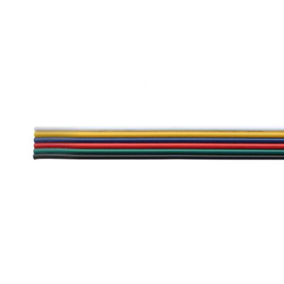Platt kabel för LED-bandinstallationer: gul, blå, röd, grön, svart, vit