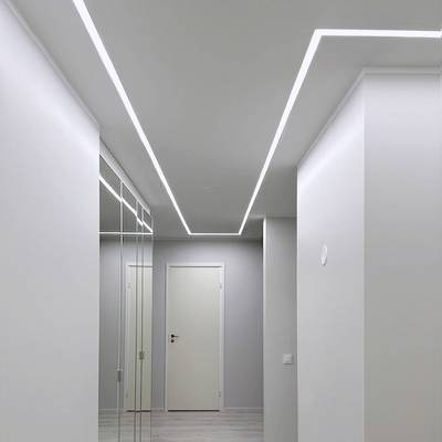 Dubbelsidig, infälld aluminiumprofil för led-list 2000x28x14mm, borstad aluminium