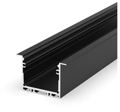 Aluminium profile for led strip - ISO FITTABLE, 50/35x35mm 3000mm, spring fixing, BLACK