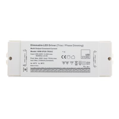 60W TRIAC dimbar transformator, 600-2100mA justerbar