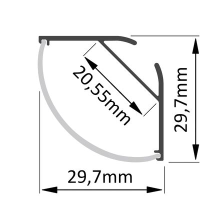 Surface PROFILE aluminium, black, 2m, 45 degrees 30x30mm