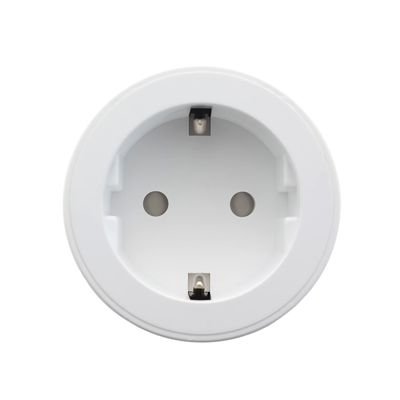 Vitt uttag, perfekt för väggmonterad LED-belysning, europeisk standard, framifrån.