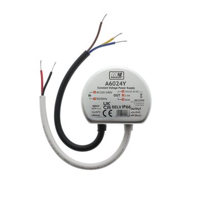 TRANSFORMATORLÅDA för led-ljus, 24V, 60W, IP66, 62mm x 25mm
