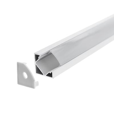 Aluminiumprofil för LED-remsa 2000x18x18 mm, ytmonterad, 45° vinkel, mattvit