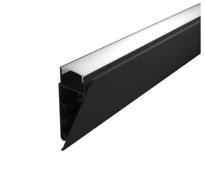 1cm Platt svart aluminiumprofil för led-remsa vägg, 2000x55x24mm, för indirekt belysning