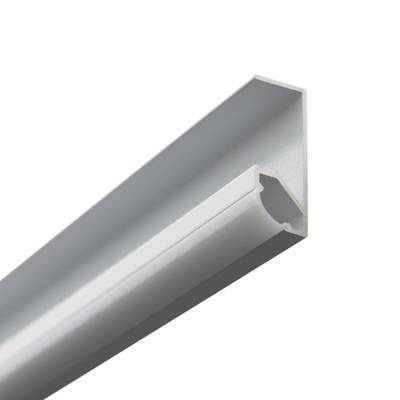 Kantig LED-profil i aluminium med frostad diffusor, optimal för jämn linjär belysning.