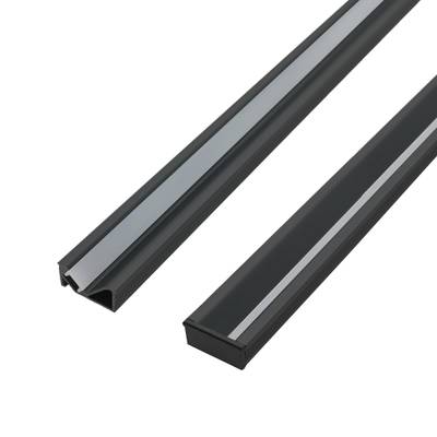 Infällbar hyllprofil för indirekt belysning med LED-remsa, 3 meter, svart