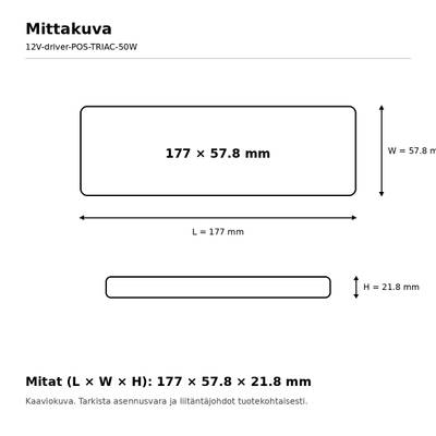 LED-transformator, 12 V, 50 W, POS, TRIAC-dimmbar, IP20