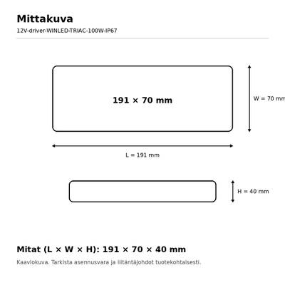 LED-transformator, 12 V, 100 W, WINLED, TRIAC-dimmbar, IP67