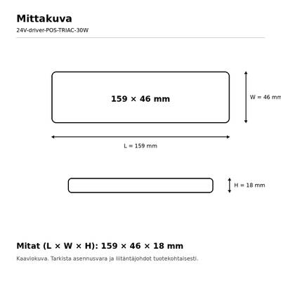 LED-transformator, 24 V, 30 W, POS, TRIAC-dimbar, IP20