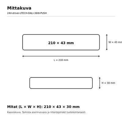 LED-transformator, 24 V, 36 W, LTECH, DALI-2 DT6 / PUSH-DIM, IP20