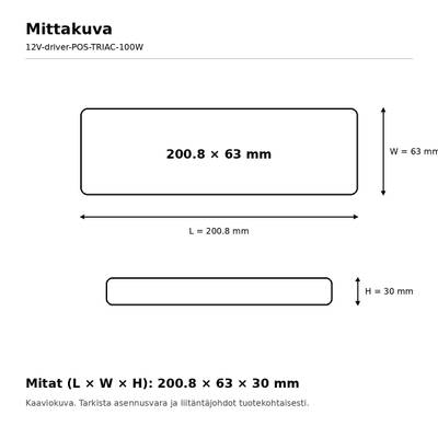 LED-transformator, 12 V, 100 W, POS, TRIAC-dimmbar, IP20