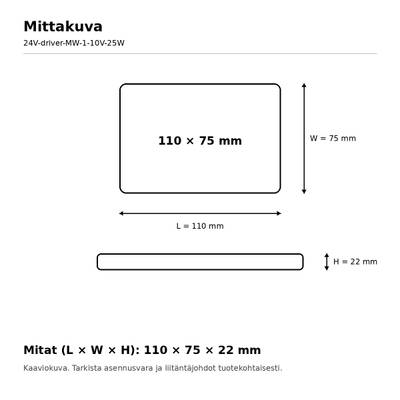 LED-transformator, 24 V, 25 W, Mean Well, 1–10 V / PWM-dimmbar, IP20