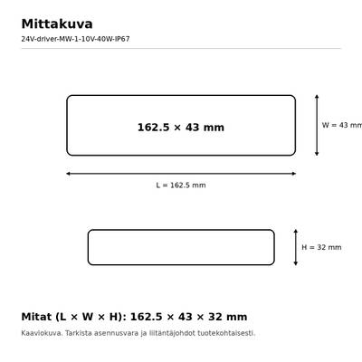 LED-transformator, 24 V, 40 W, Mean Well, 1–10 V / PWM-dimmbar, IP67