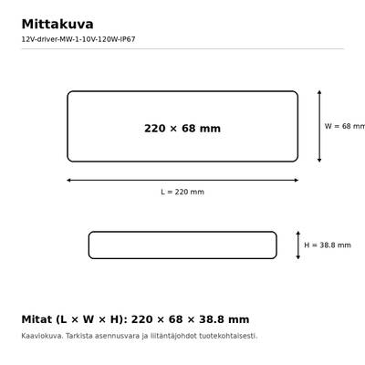 LED-transformator, 12 V, 120 W, Mean Well, 1–10 V / PWM-dimmbar, IP67