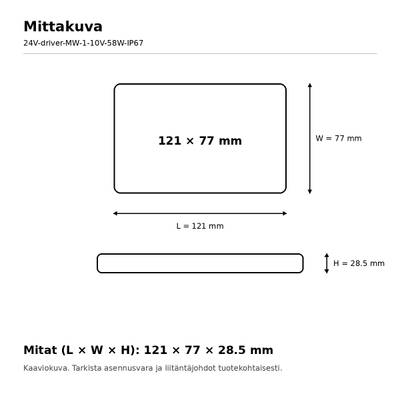 LED-transformator, 24 V, 58 W, Mean Well, dimbar 1–10 V, IP67