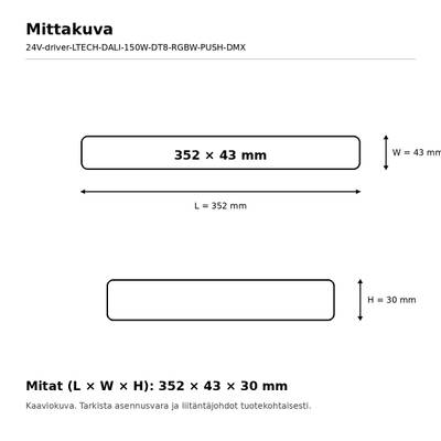 LED-drivdon, 24 V, 150 W, LTECH, DALI-2 DT6/DT8 + DMX/RDM + PUSH, RGBW, IP20
