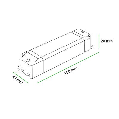 3D-modell av ett triangulärt prisma med gröna kanter och svarta transparenta sidor. Perfekt för LED-belysningsrörelsen, som presenterar geometriska former i modern design.