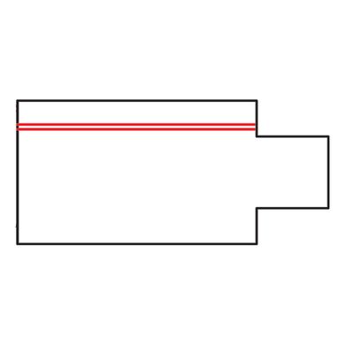 Ett geometriskt porträtt med en rektangulär ram med två röda horisontella linjer upptill, som representerar en modern LED-belysningsdesign.