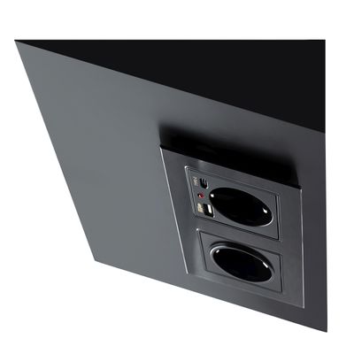 Lågprofilerat hörnuttag för matlagning, 2 kontakter + USB-A- och USB-C-laddningsportar, svart
