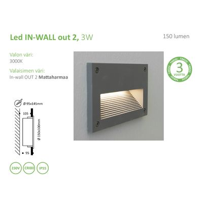 IN-WALL OUT 2, LED-vägglampa, 3W vägg-/porchlampa IP55 Unboxing LedStore.fi