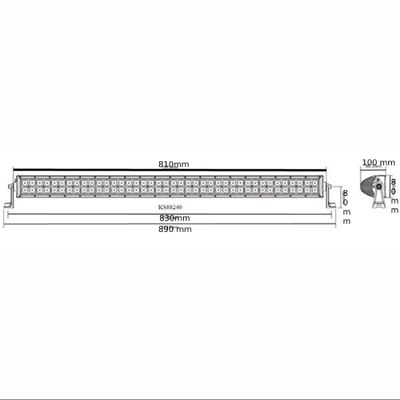 Schematisk bild av LED-ljusramp med måtten 890 mm (L) x 100 mm (B) x 60 mm (D) som visar sidofäste för optimerade belysningslösningar.