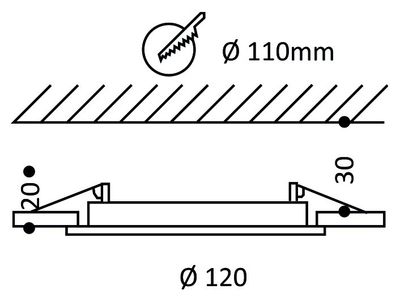 Tekniskt diagram över ett 110 mm cirkelsågblad med markerade vinklar och mått, som visar dess utformning för exakt kapning.
