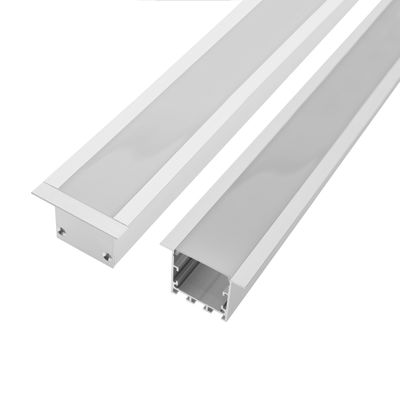 Aluminiumprofil för LED-list- BRED INFÄLLD, 50/35x35mm 2000mm, fjäderfäste, borstad aluminium.