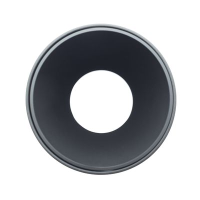 Toppvy av en cirkulär, trattformad svart LED-sockel med ljusvit mitt för belysningslösningar i hemmet eller i kommersiella miljöer.