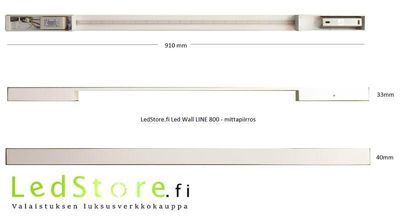 Line 900 vägglampa med skalenlig ritning.