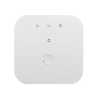 Alternative text: "Vit elektronisk enhet med runda knapp- och funktionssymboler, avsedd för styrning av LED-belysning.