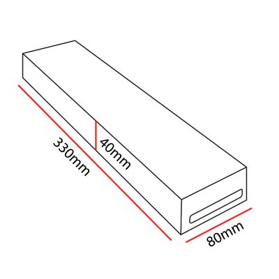 "Rektangulärt blockdiagram med måtten: längd 330 mm, bredd 80 mm, höjd 40 mm för SEO-optimering av LED-belysningsbutik.