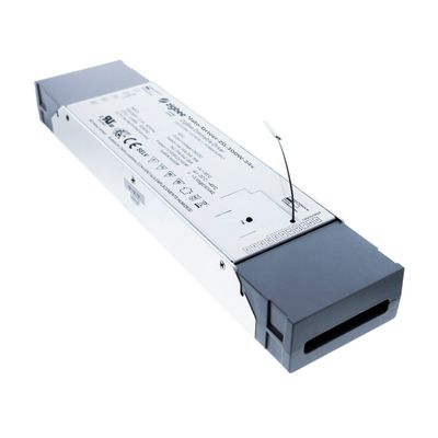 LED-styrenhet med grått hölje, certifieringssymboler och antenn; perfekt för effektiv effektstyrning i LED-belysning.