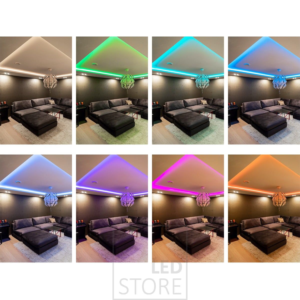 Anpassningsbar stämningsbelysning med RGB+W ledlist. Ledstore.fi