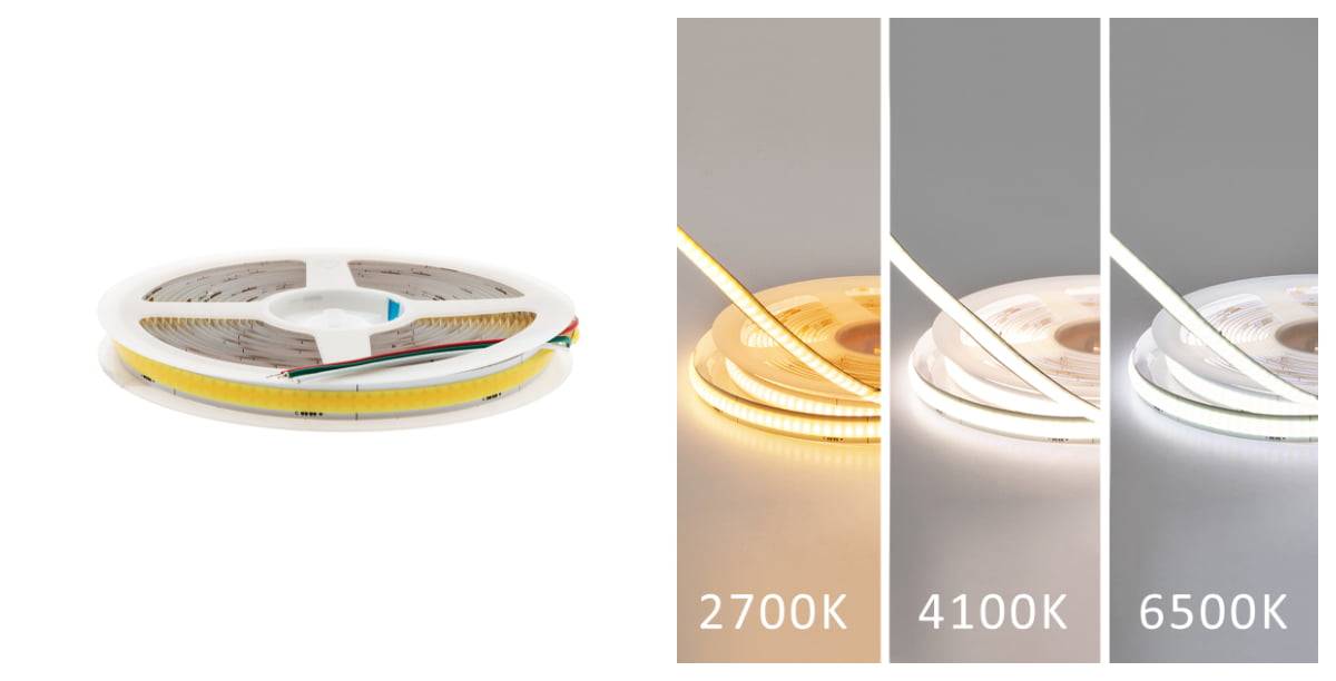 led-trädgårdsbelysning skapas med färgtemperaturjusterbara led-remsor