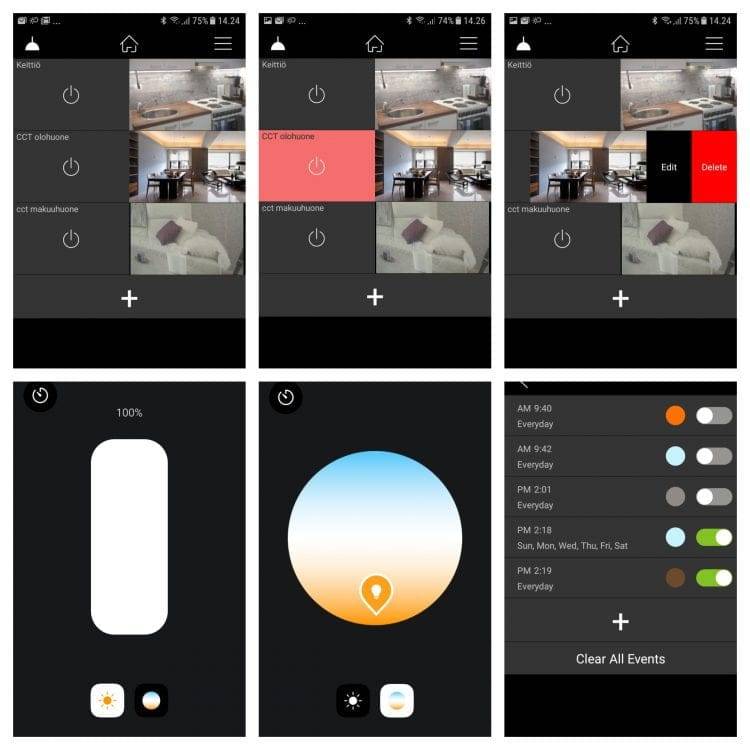 Trådlös styrning med mobilapp, vyer i Easy Home