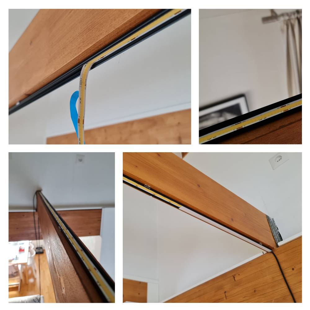 Indirekt belysning för vardagsrum i takbjälkar - Installation av ledlampa