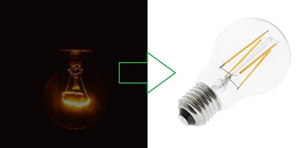 Glödlampan ersätts av en LED-lampa.