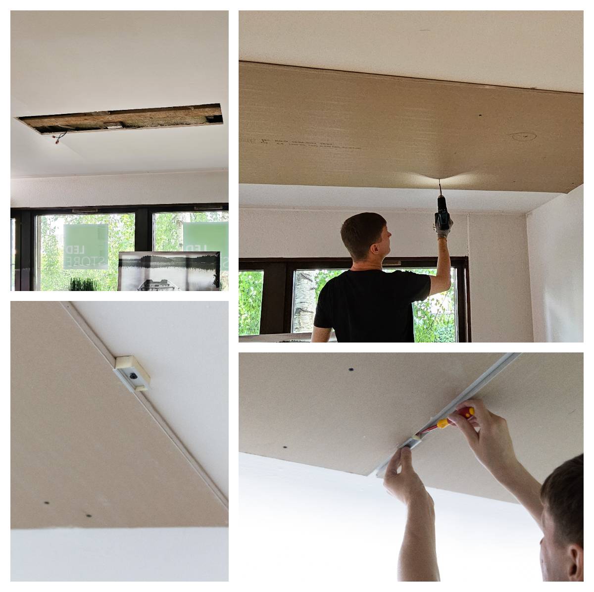 Renovering av kökstak 1 collage 4 foton ledstore.fi