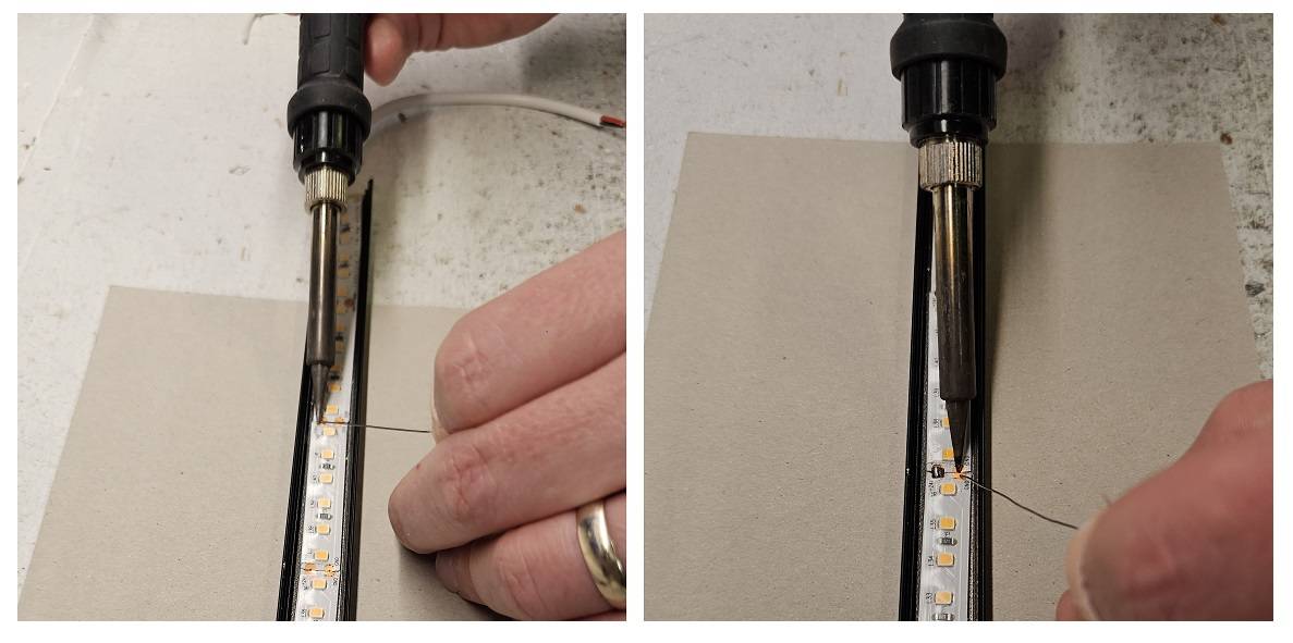 Förlängning av LED-ljusband Lödning av ledband