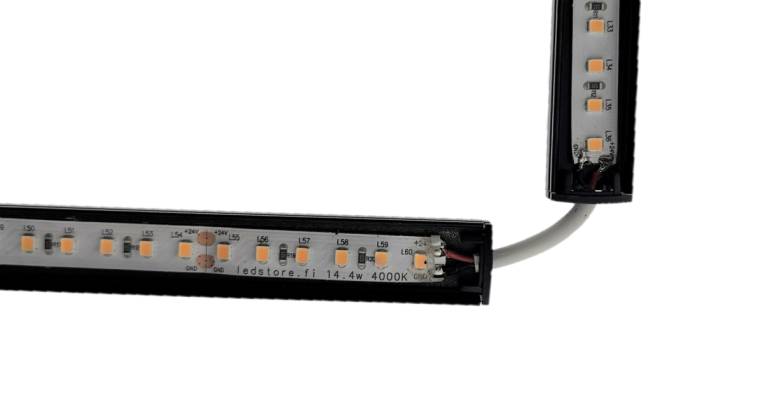 Avskärningen av LED-ljusslingan ska alltid göras i hörnen