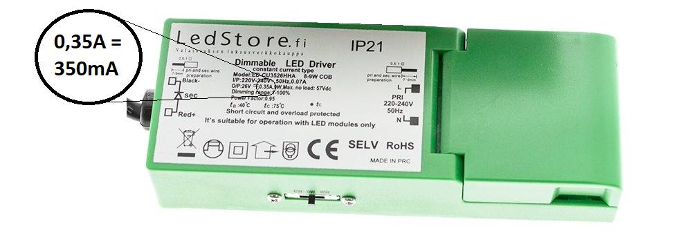 Led-transformator med konstant ström 350 milliampere