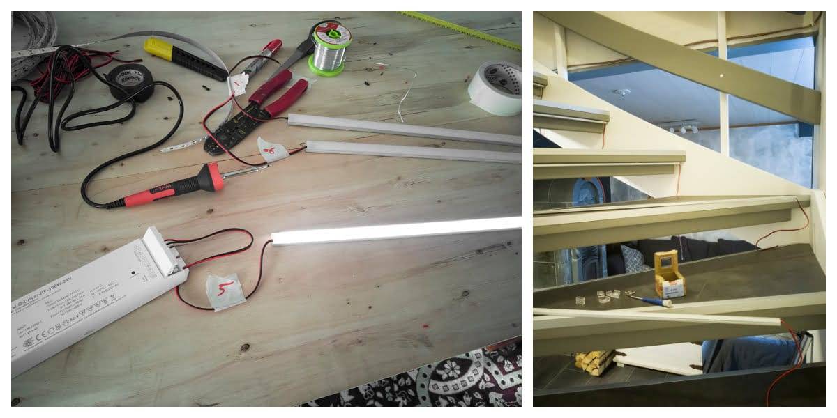 LED-skenor bör prestandatestas innan de installeras längst ner i trappan.
